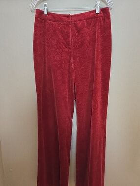 Red Velvet Wide-Leg Pants